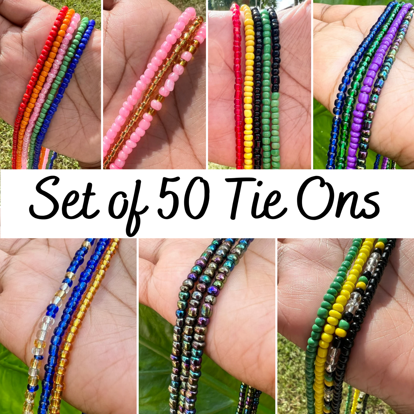 Set of 50 Tie On Waist Beads, Waist Beads For Weight Loss, Tie Ons, Thread Waist Beads, Waist Beads Wholesale, African Waist Beads