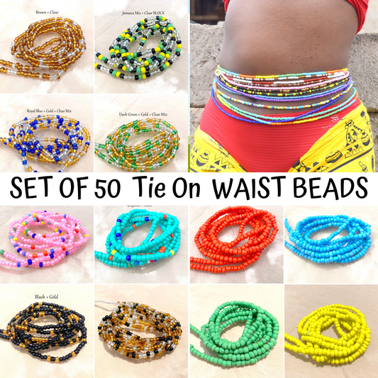 Set of 50 Tie On Waist Beads, Waist Beads For Weight Loss, Tie Ons, Thread Waist Beads, Waist Beads Wholesale, African Waist Beads